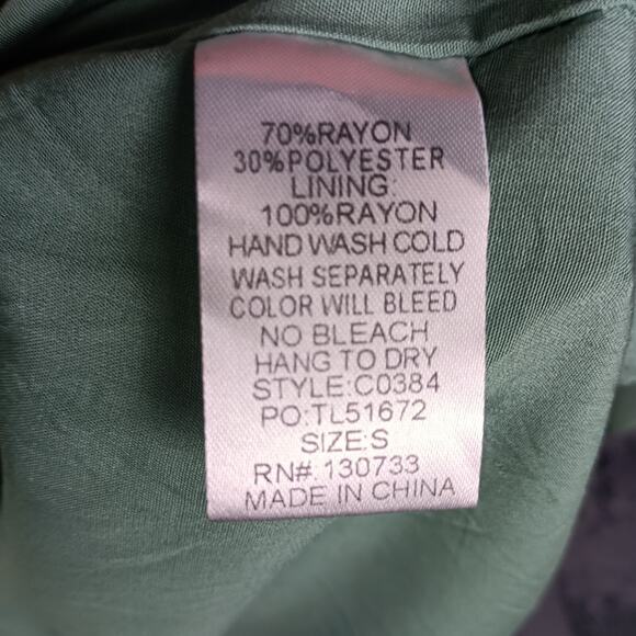 Umgee Mini Dress Women Small Sage Green Embroidered Bell Sleeve Boho Peasant - Picture 9 of 10